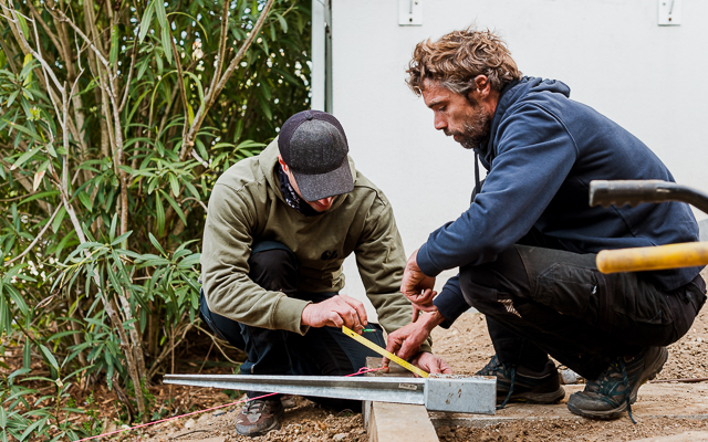 Chantier dans jardin via entreprise de paysage à Bordeaux.